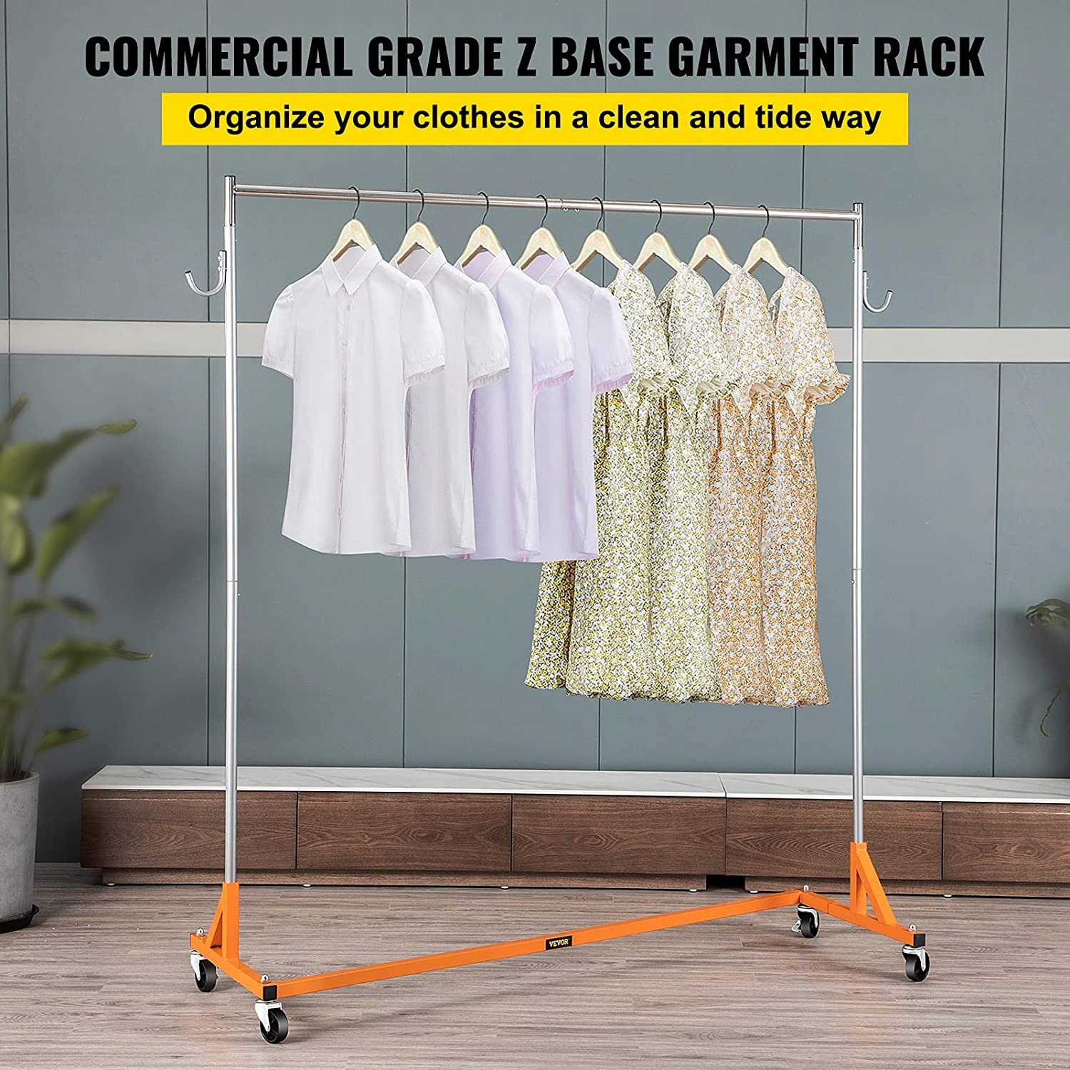 Le Z Rack Orange Industriel: Style & Force, Ajustable, 300 lbs! Vêtements Élégants, Magasin ou Maison.